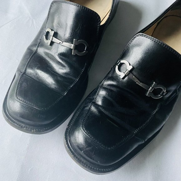 Salvatore Ferragamo Gancini Bit Leather Loafers Black Size 9 Men 1871 main image 8